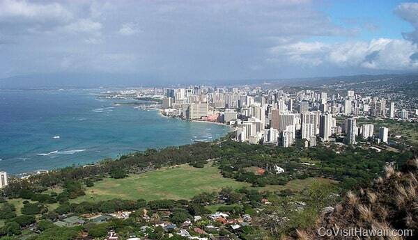 view of waikiki beach from diamond head