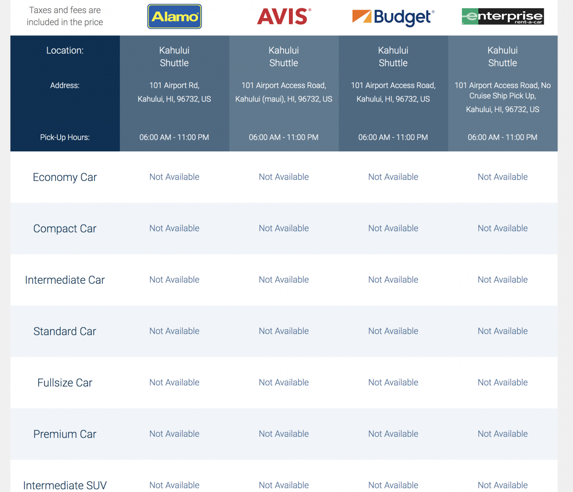 This is no joke rental cars are scarce and outrageously expensive in